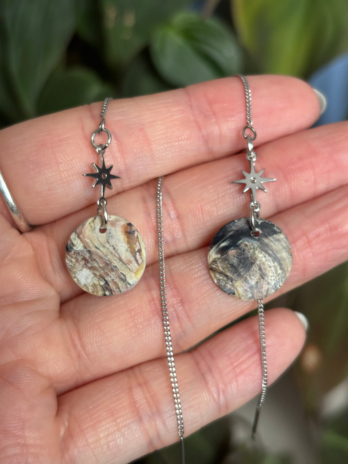 Delicate moon and star threaders