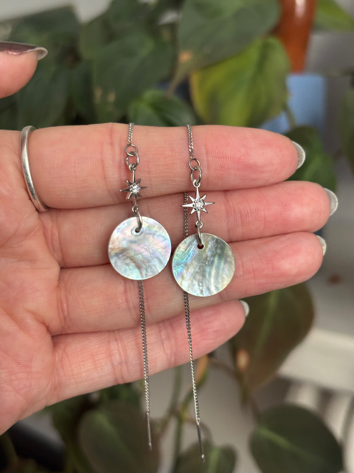 Delicate moon and star threaders