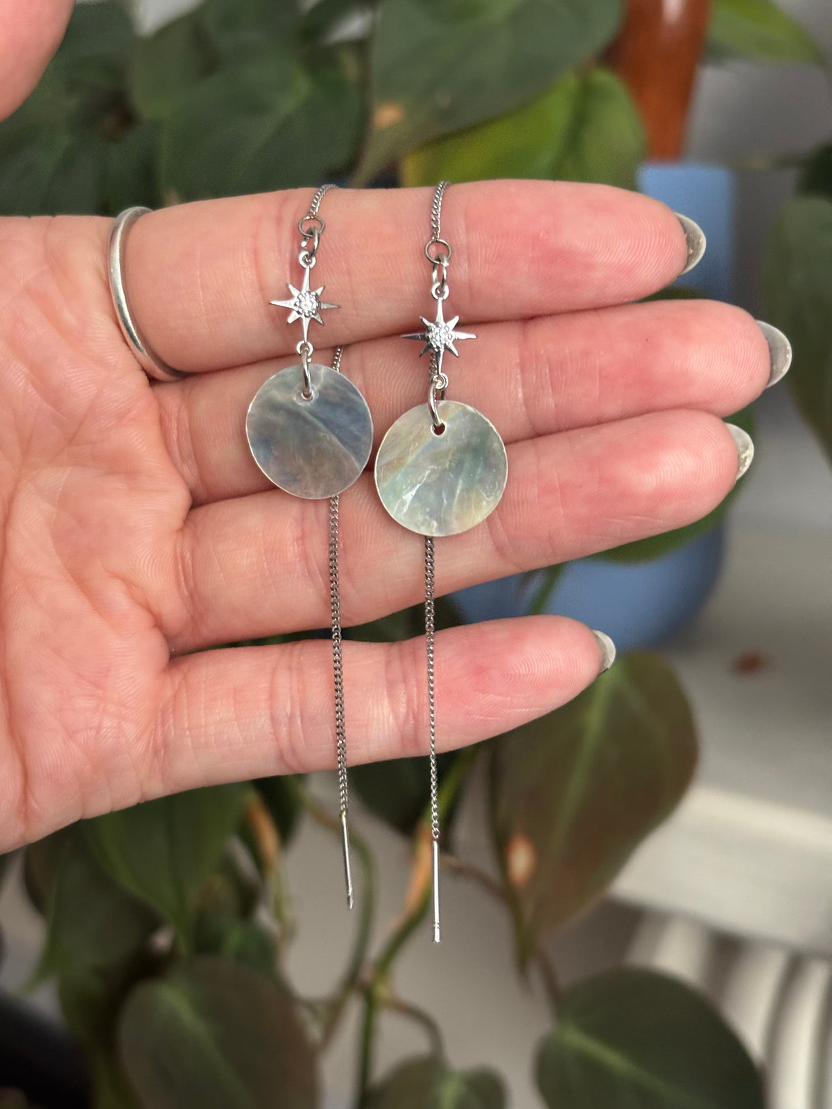 Delicate moon and star threaders