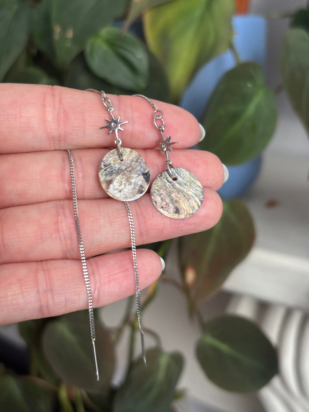 Delicate moon and star threaders