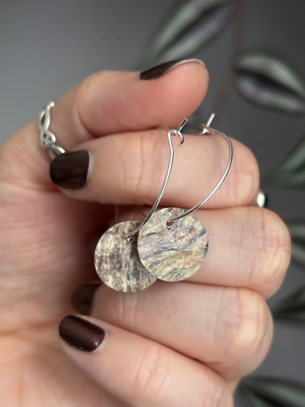 Iridescent star hoops